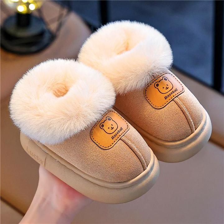 儿童新拖鞋冬季加绒中小童男孩居家小宝宝雪地靴保暖防滑包跟新鞋