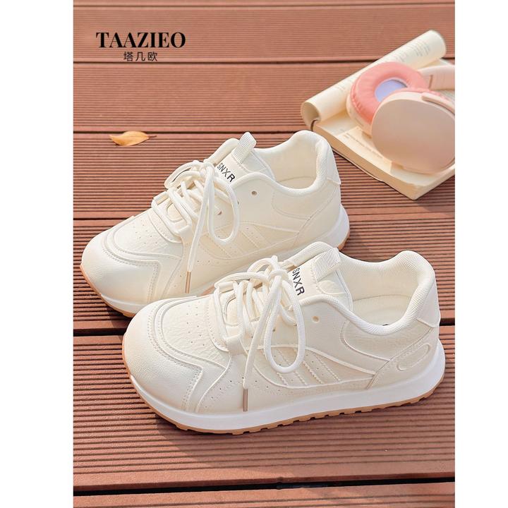 TAAZIEO小白鞋女夏女鞋阿甘德训鞋百搭白色休闲运动鞋大头面包鞋