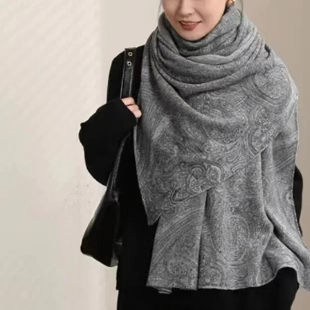 意大利老钱风复古佩斯利纹 纯羊绒围巾外搭披肩秋冬宝藏款