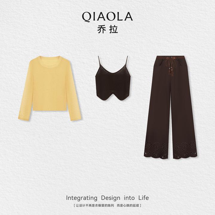 QIAOLA/乔拉【日光绚丽】秋季超爽竹节麻纱线上衣梭织斜纹裤子预售