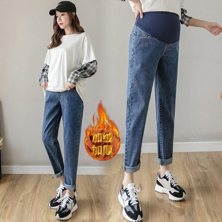 清仓捡漏孕妇哈伦裤春秋款加绒加厚秋冬款老爹裤萝卜裤牛仔裤子女
