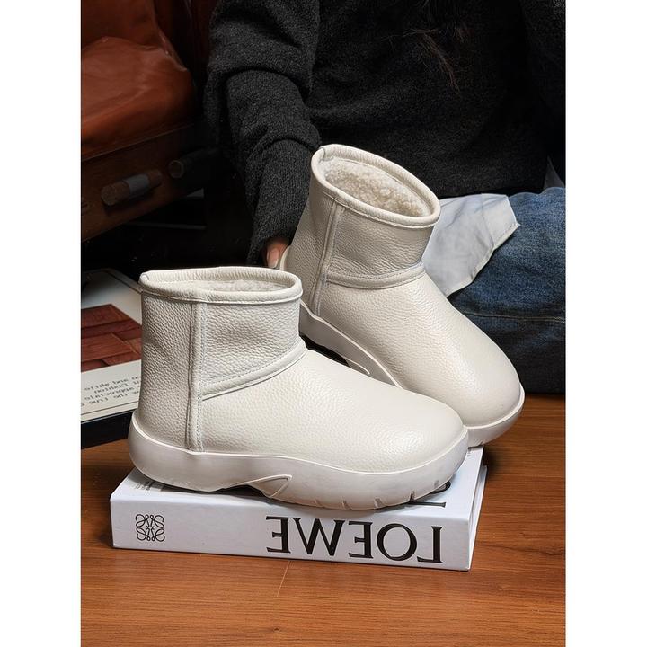 欧货高端圆头厚底雪地靴女2025冬季新款加绒保暖防滑面包短靴棉靴