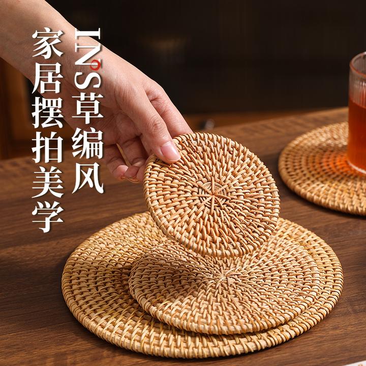 藤编隔热垫子家用防烫锅垫碗垫耐高温餐桌垫耐热盘子垫杯垫茶壶托