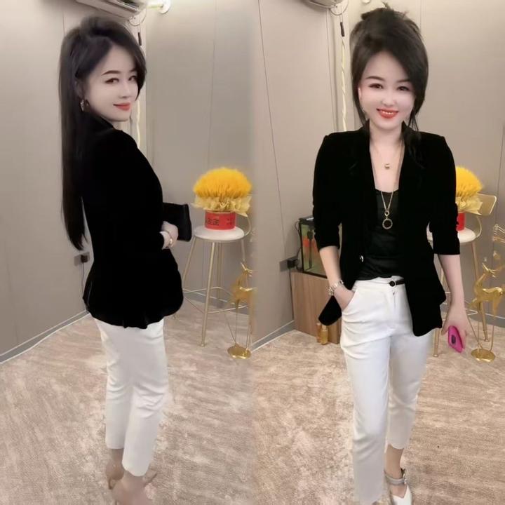 网红爆款金丝绒西装外套女2025秋新款时尚气质高级简约休闲小西服