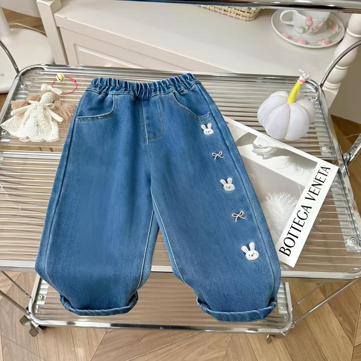 【鹿小冉】韩版女童秋款可爱萝卜裤小脚牛仔裤18935休闲小童