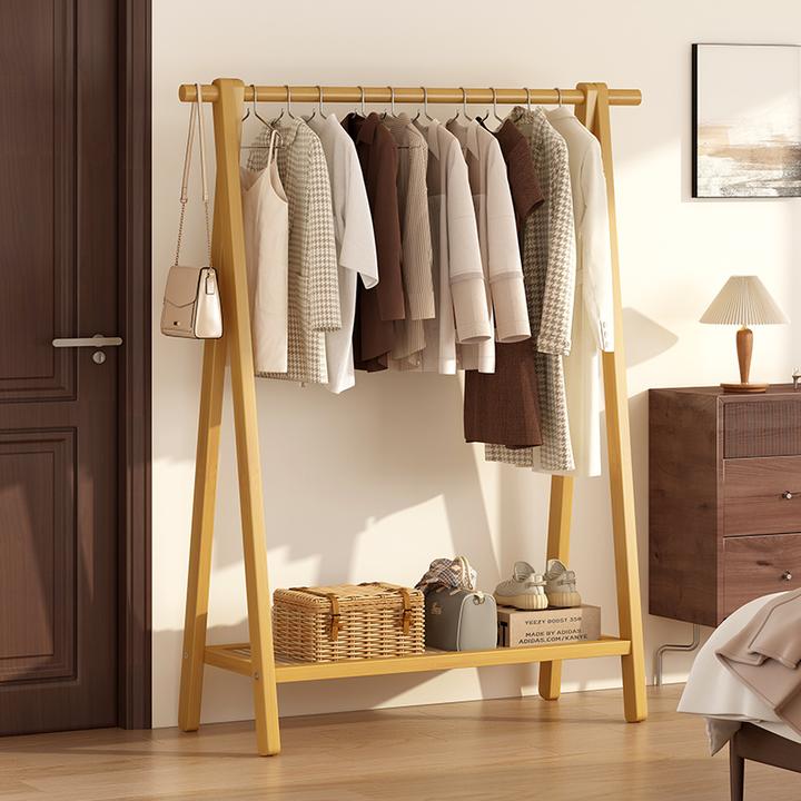 实木衣帽架落地挂衣架家用卧室角落床头置物架小户型衣服收纳架子