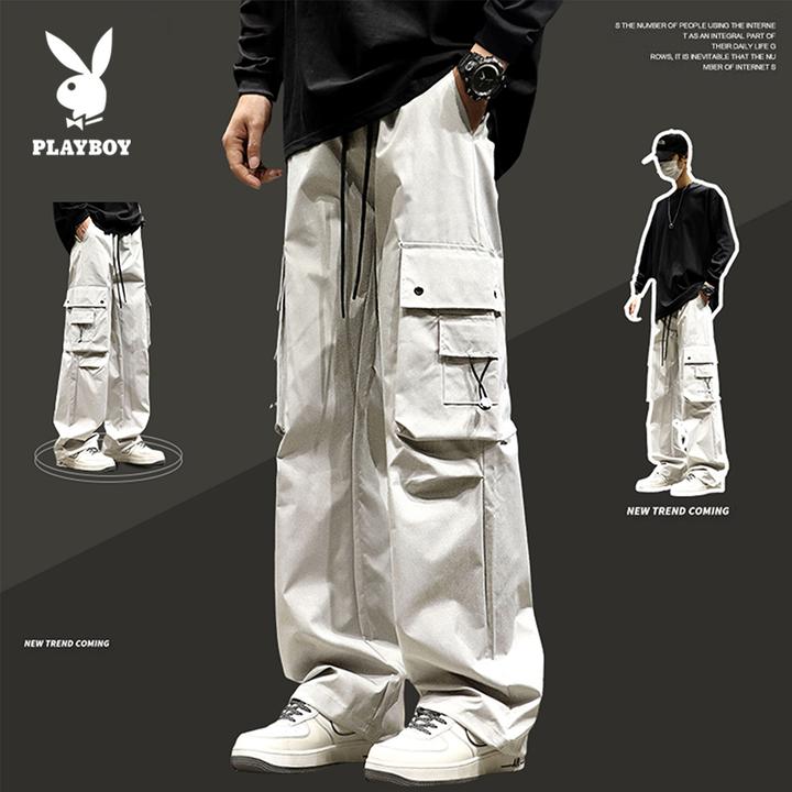花花公子户外机能防水工装裤男士秋季新款宽松直筒ins潮流休闲裤