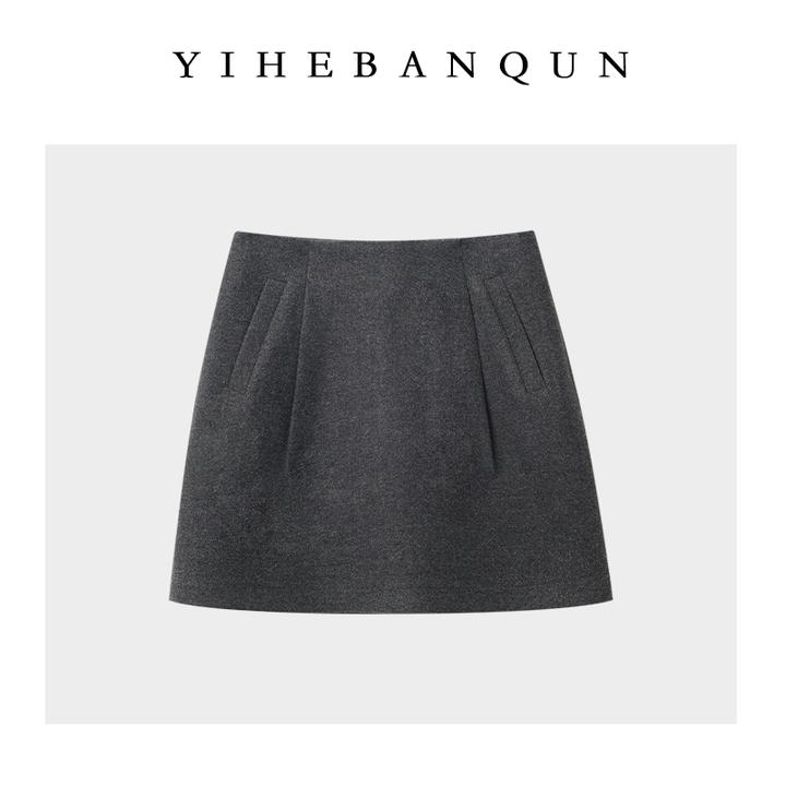 羊毛呢花苞半身裙2025秋冬新款时髦轻奢短裙修身高腰半身裙