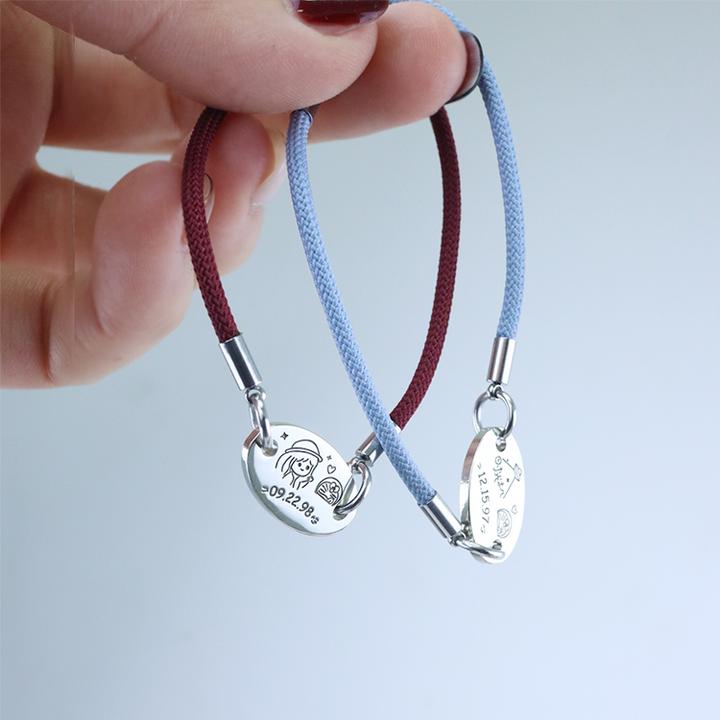 刻字手绳蛋蛋圆牌手绳定制diy手工编绳情侣礼物定制闺蜜纪念手绳