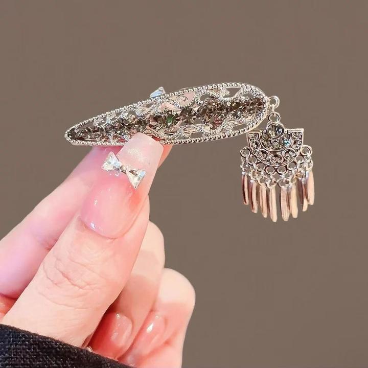 新中式流苏发夹女新款高级感金属发卡名族风侧边刘海夹碎发鸭嘴夹