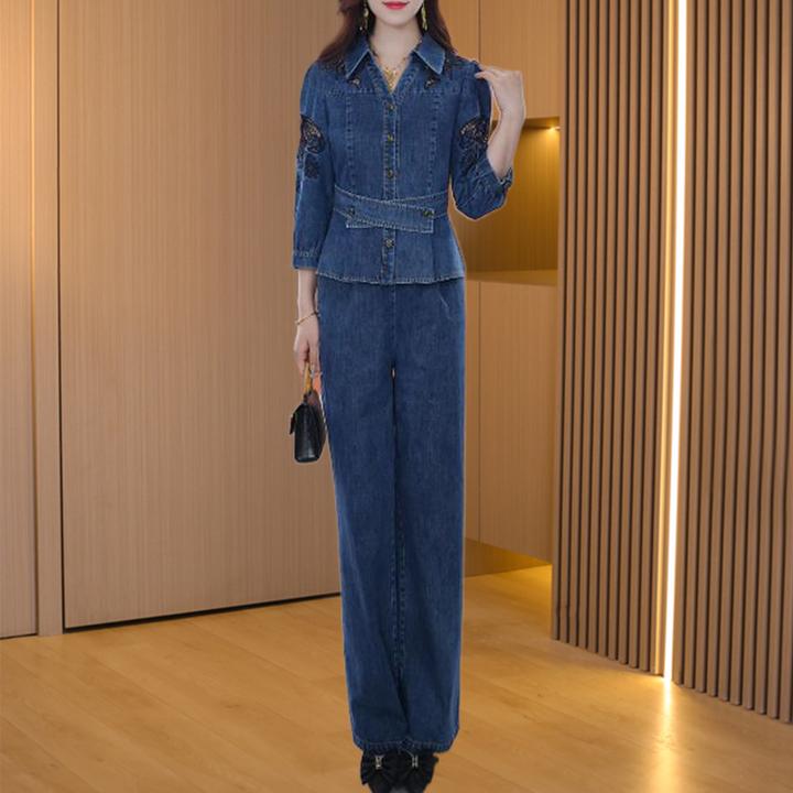 【可蓓儿】小香风牛仔时尚套装2025新款春气质高级感修身显瘦两件套