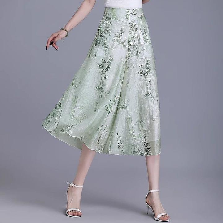 【1497人好评】2025夏季新款时尚薄款印花国风七分裤女休闲高腰显瘦