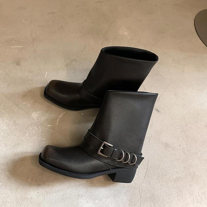 【维米克设计师版】明星同款ins版~复古感马丁靴方头擦色靴子女金