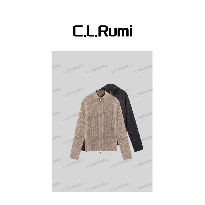 【Rumi精选】“腰韵” 高克重修身显瘦牦牛绒牦牛毛拉链开衫7361ks