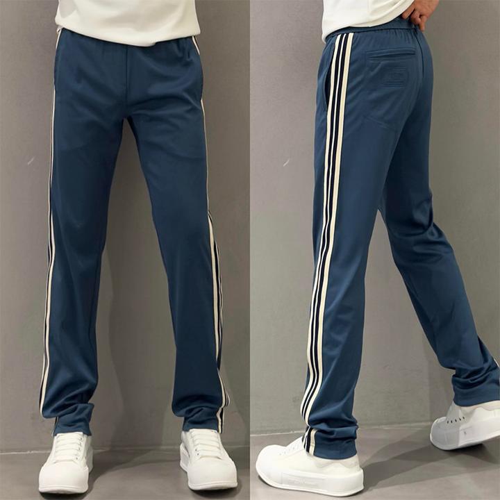2025秋季新款潮流百搭休闲裤男士条纹阔腿裤轻奢舒适垂感运动卫裤