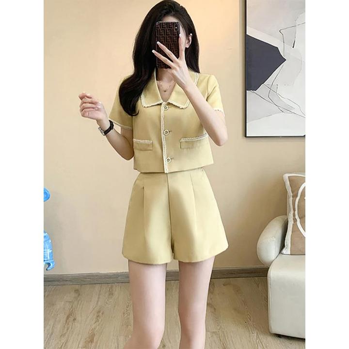 小香风职业套装女夏装2025新款夏季休闲高级感气质名媛短裤两件套