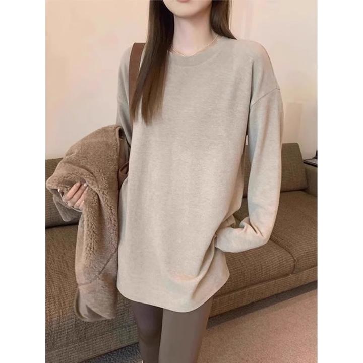 德绒中长款打底衫女秋冬2025新款洋气内搭长袖T恤搭配鲨鱼裤上衣