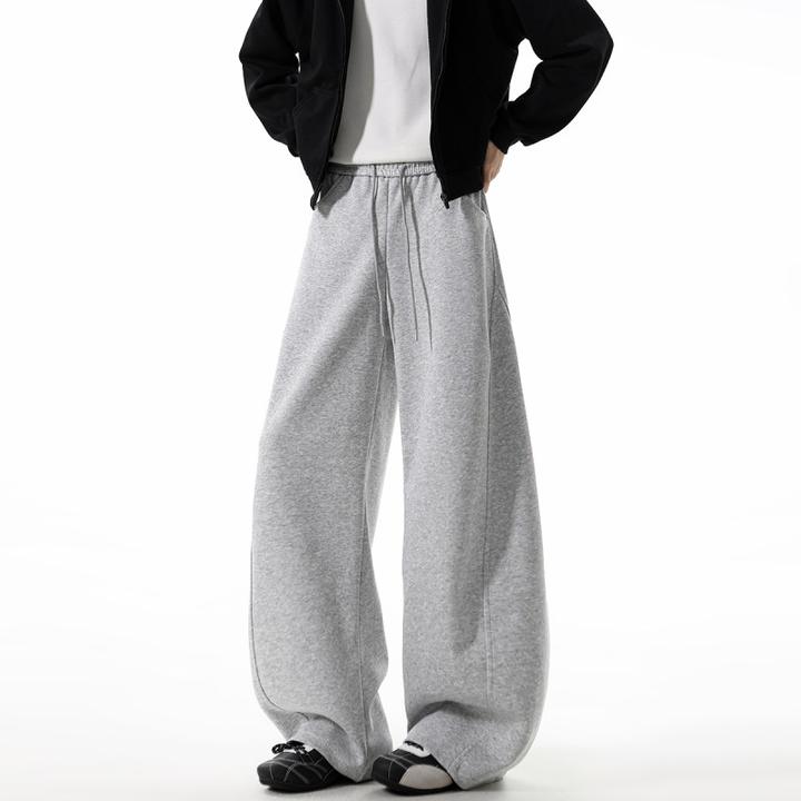 美式休闲秋冬情侣弯刀阔腿灰色卫裤男女直筒休闲长裤百搭运动潮流
