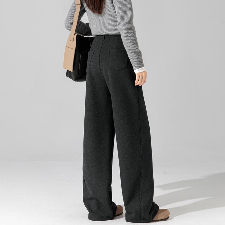 醋酸羊毛直筒西装裤女款爆款2025新款冬季羊绒加厚保暖毛呢阔腿裤