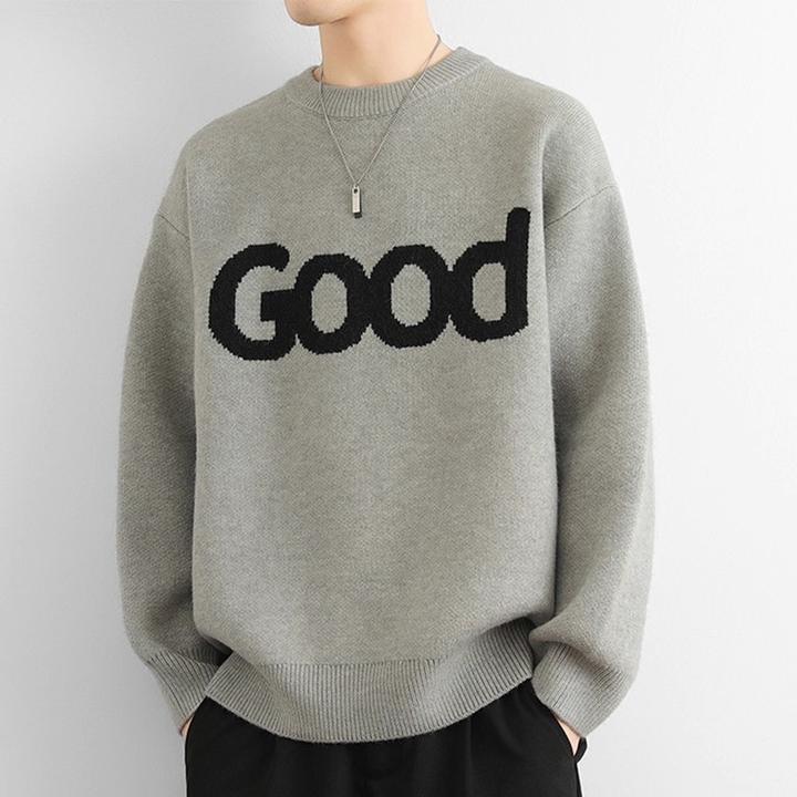 仓石一树潮牌高级感冬季加厚圆领毛衣男士休闲百搭保暖针织衫上衣