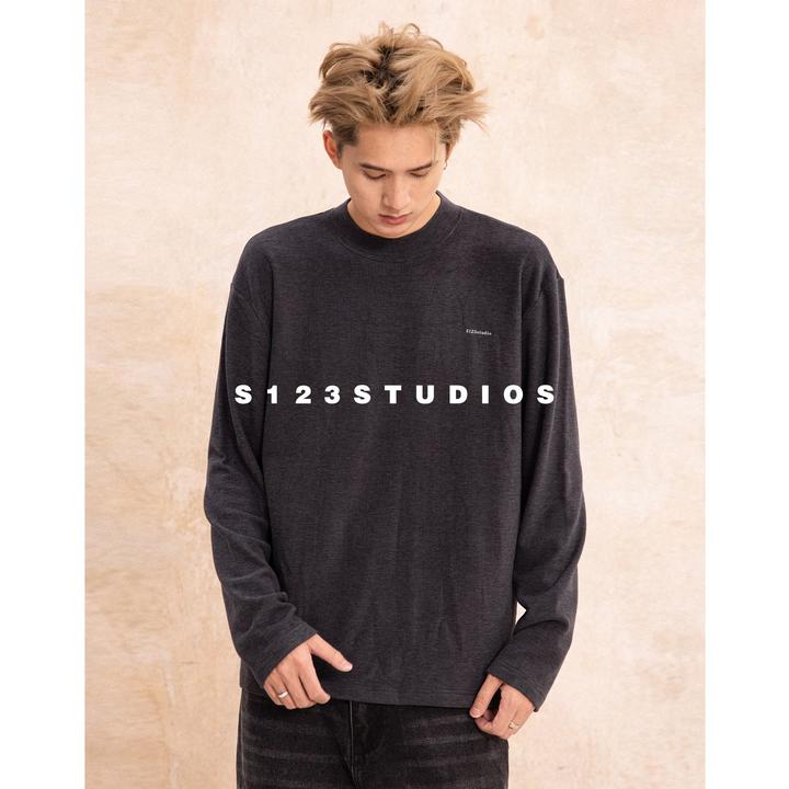 S123膨体绒 秋冬保暖细腻舒适字母印花打底衫男长袖T恤