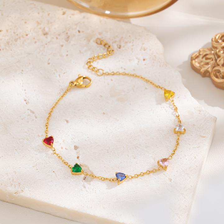 钛钢玻璃手链 休闲风金色小众简约复古ins经典甜美女气质法式手链