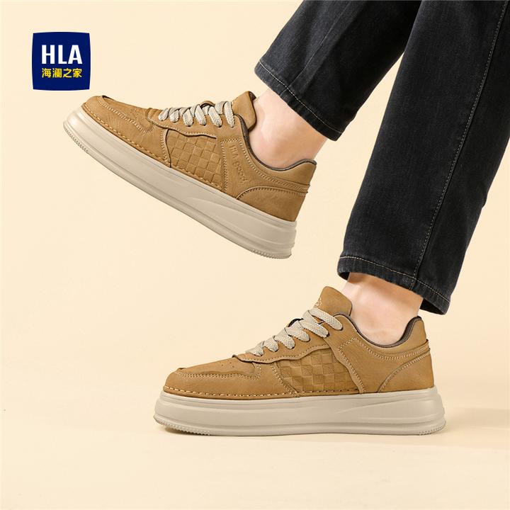 海澜之家男鞋爆款2025秋季新款厚底增高休闲皮鞋印花潮流运动板鞋