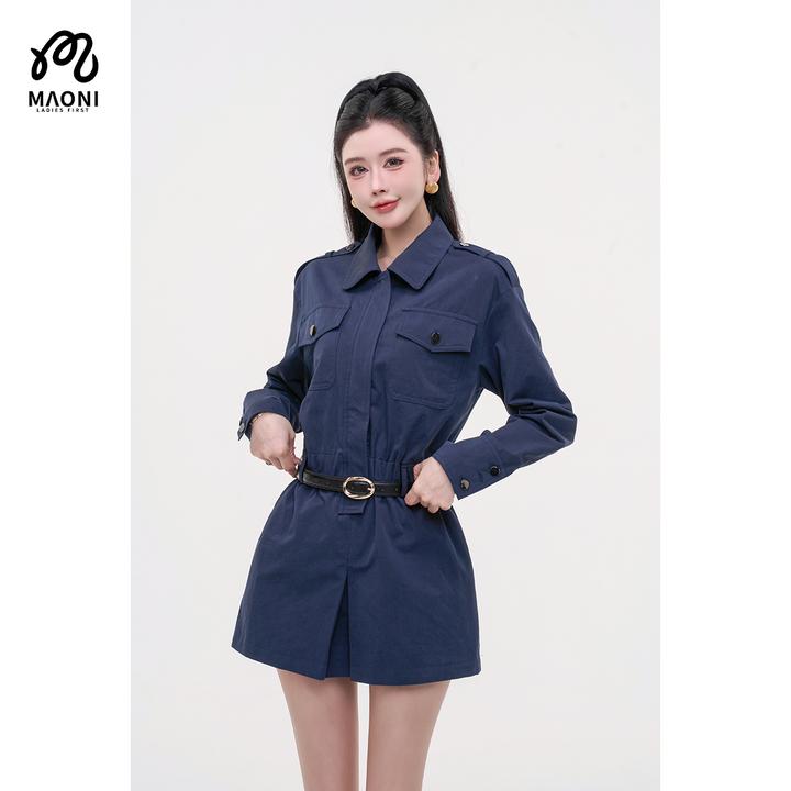 毛妮LADIESFIRST【工装飒爽】秋季工装风polo领连衣裙女配腰带L2366
