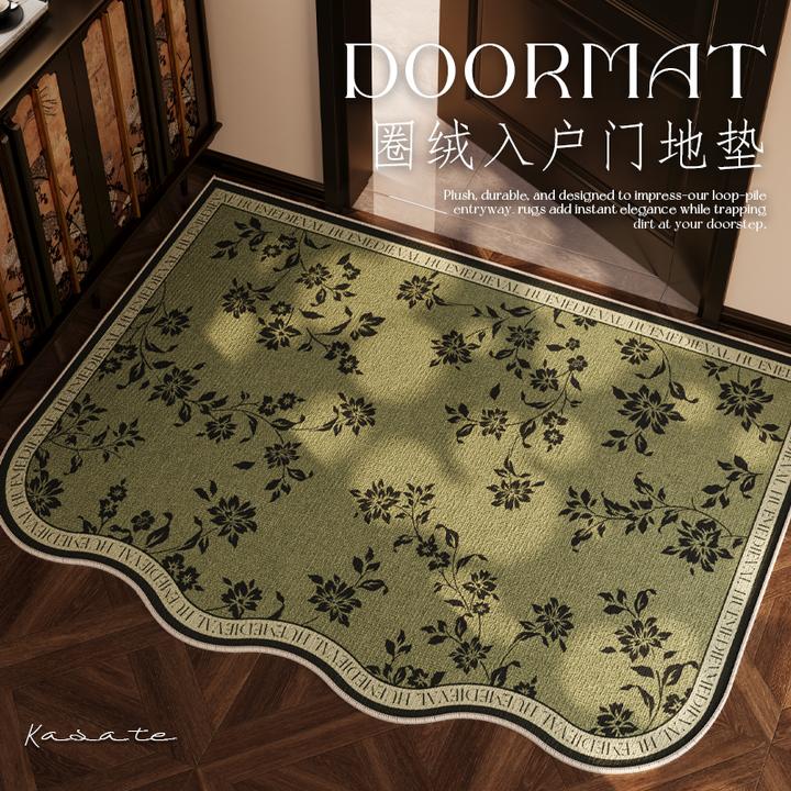 美式复古入户门地垫防水防滑高级感进门玄关脚垫绿色入门口蹭土垫