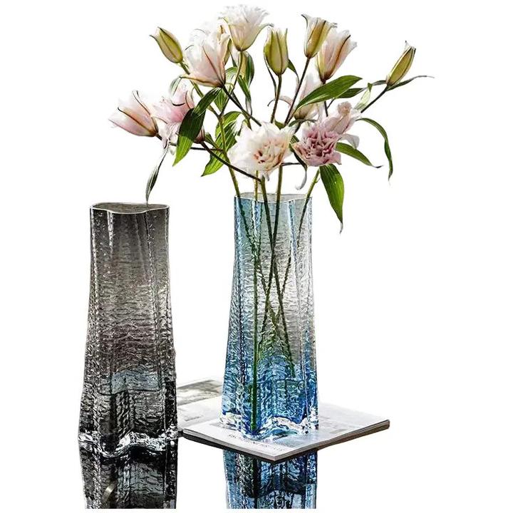 创意轻奢玻璃花瓶客厅插花摆件ins水养富贵客厅直筒玻璃水培花瓶