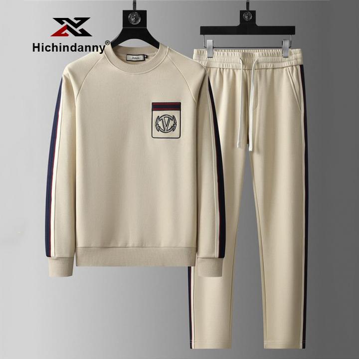 HICHIN休闲圆领运动套装男士春秋季亲肤透气时尚长袖卫衣两件套