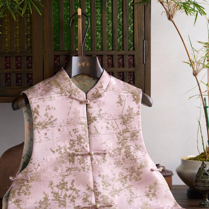 《粉黛金枝》款洋气宽松显瘦优雅轻奢气质提花百搭开衫马甲V25Q1274