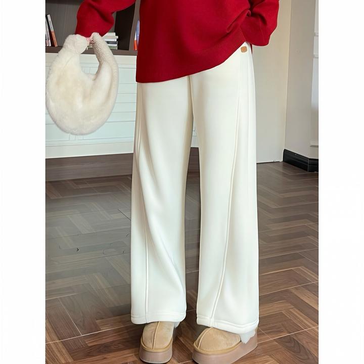 花契“恰照梨雪”大码女装冬季简约200斤胖mm长绒款休闲裤13102-C
