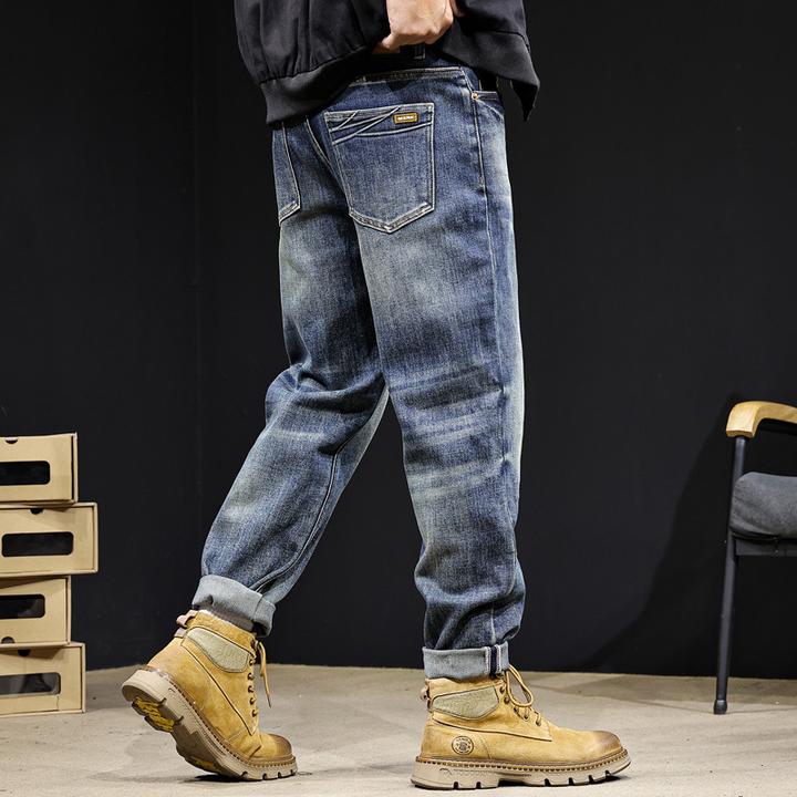 法国Cebrodz美式复古牛仔裤男2025新款合身直筒弹力裤秋季锥形裤