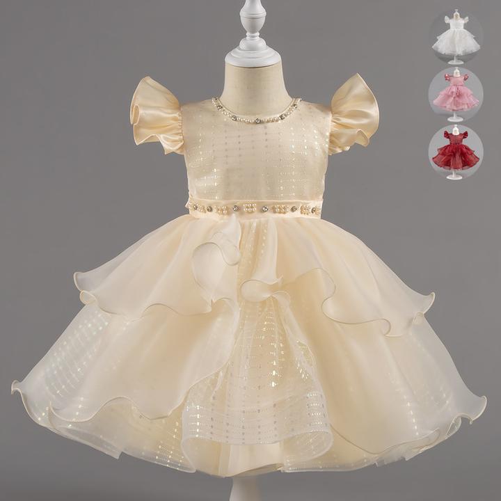 女童周岁礼服儿童小婚纱蛋糕裙蓬蓬裙公主裙生日裙子2025夏季洋气