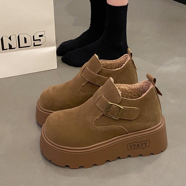 【万达撤柜】厚底勃肯鞋女外穿2025新款秋冬加绒棉鞋小个子增高松糕