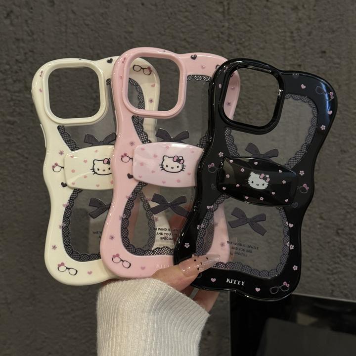 蕾丝边适用苹果16Promax手机壳iPhone15蝴蝶支架13/14/15小众12女