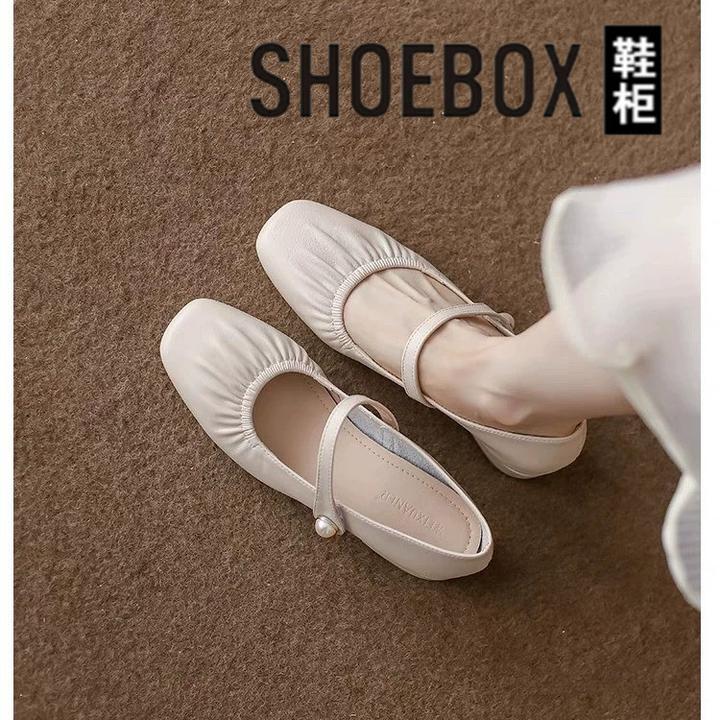 三福法式玛丽珍鞋女2025年新款夏季银色时尚百搭浅口中粗跟单鞋女