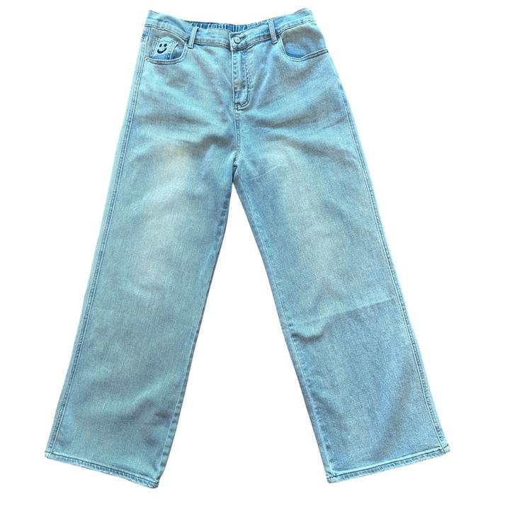 大码蓝色直筒牛仔裤弹力休闲百搭421031