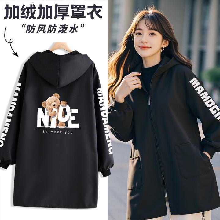 秋冬外穿罩衣女家用厨房防污保暖围裙加绒加厚长袖工作服户外大褂