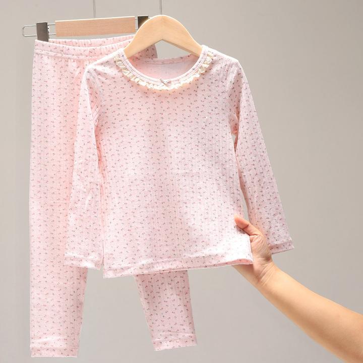 新品 1013 儿童秋衣裤小碎花云感泡泡内衣套装