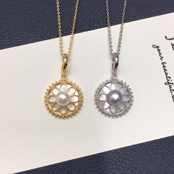 诸暨5A级天然淡水珍珠项链几何圆形复古珍珠吊坠时尚气质百搭