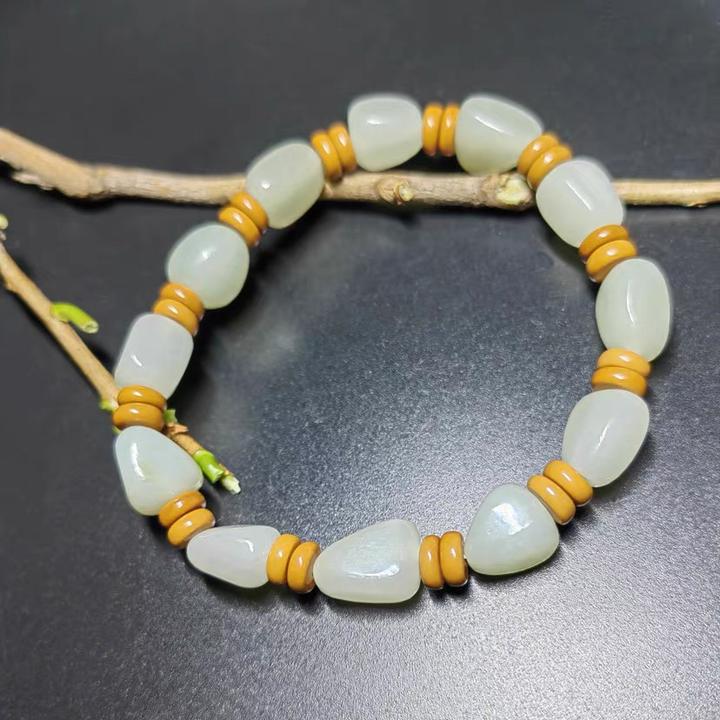 和田玉随形原石手链白玉天然玉石真玉白色玉手串情侣多样性发货