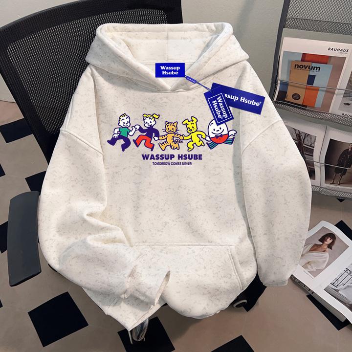 WASSUP HSUBE美式潮流设计感蜡染连帽套头卫衣外套重磅上衣国潮牌