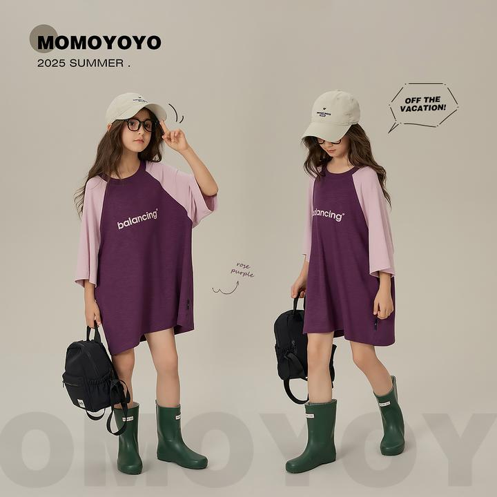 辰辰妈【平衡感】夏季韩版时尚百搭女童短袖撞色插肩袖T恤 8226D