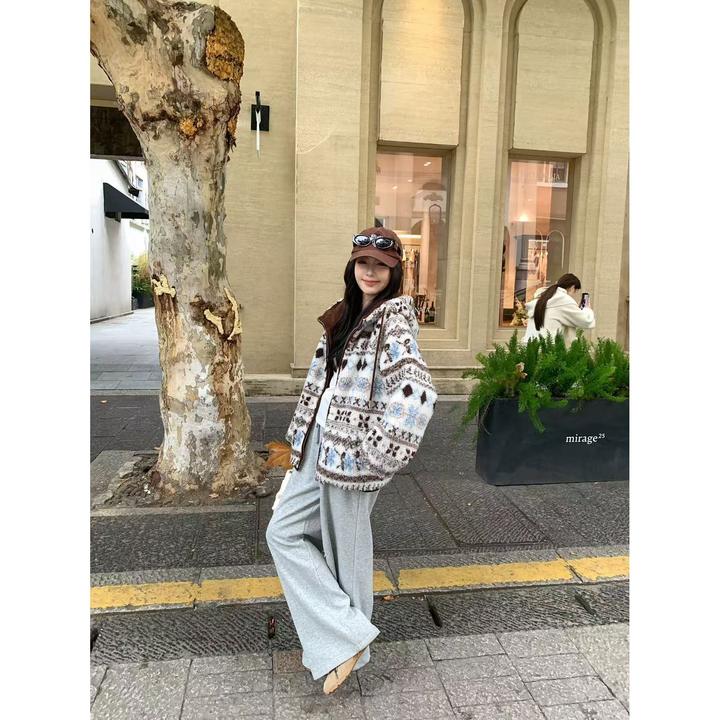 【小巧定制】XQ2784冬季新款韩系休闲显瘦百搭费尔岛外套大码女装