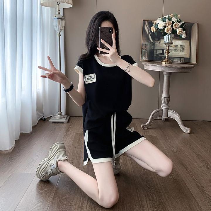 夏季爆款宽松运动套装女薄款短袖+裤子显瘦休闲时尚减龄潮两件套