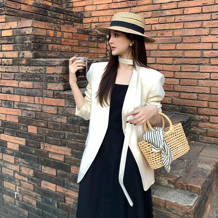 韩版2025春季新款复古长袖小西装短外套宽松百搭休闲西服显瘦