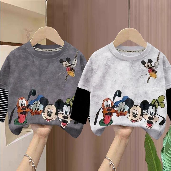 春秋款时尚休闲纯棉长袖T恤韩版男女童中大童打底长袖百搭男宝宝t