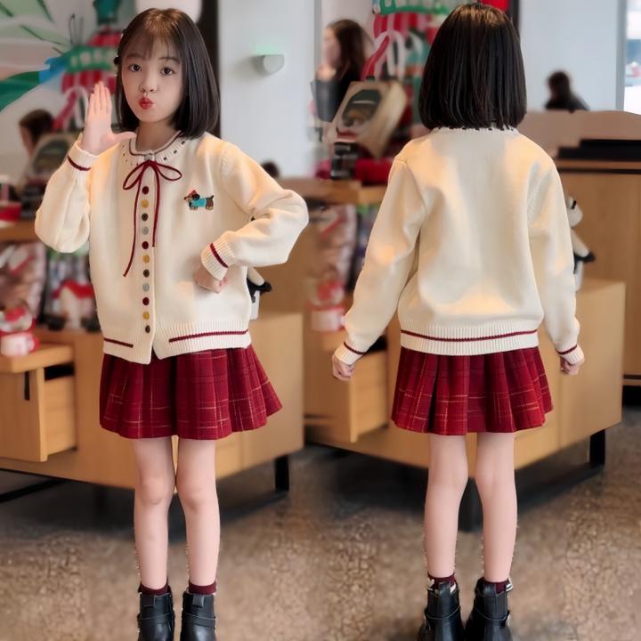 女童秋季学院风针织衫2025春秋新款儿童洋气女大童秋装小香风毛衣